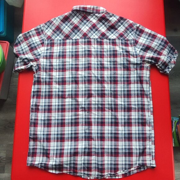 Ripzone short sleeve button down summer shirt maroon plaid men's size L - Picture 3 of 7